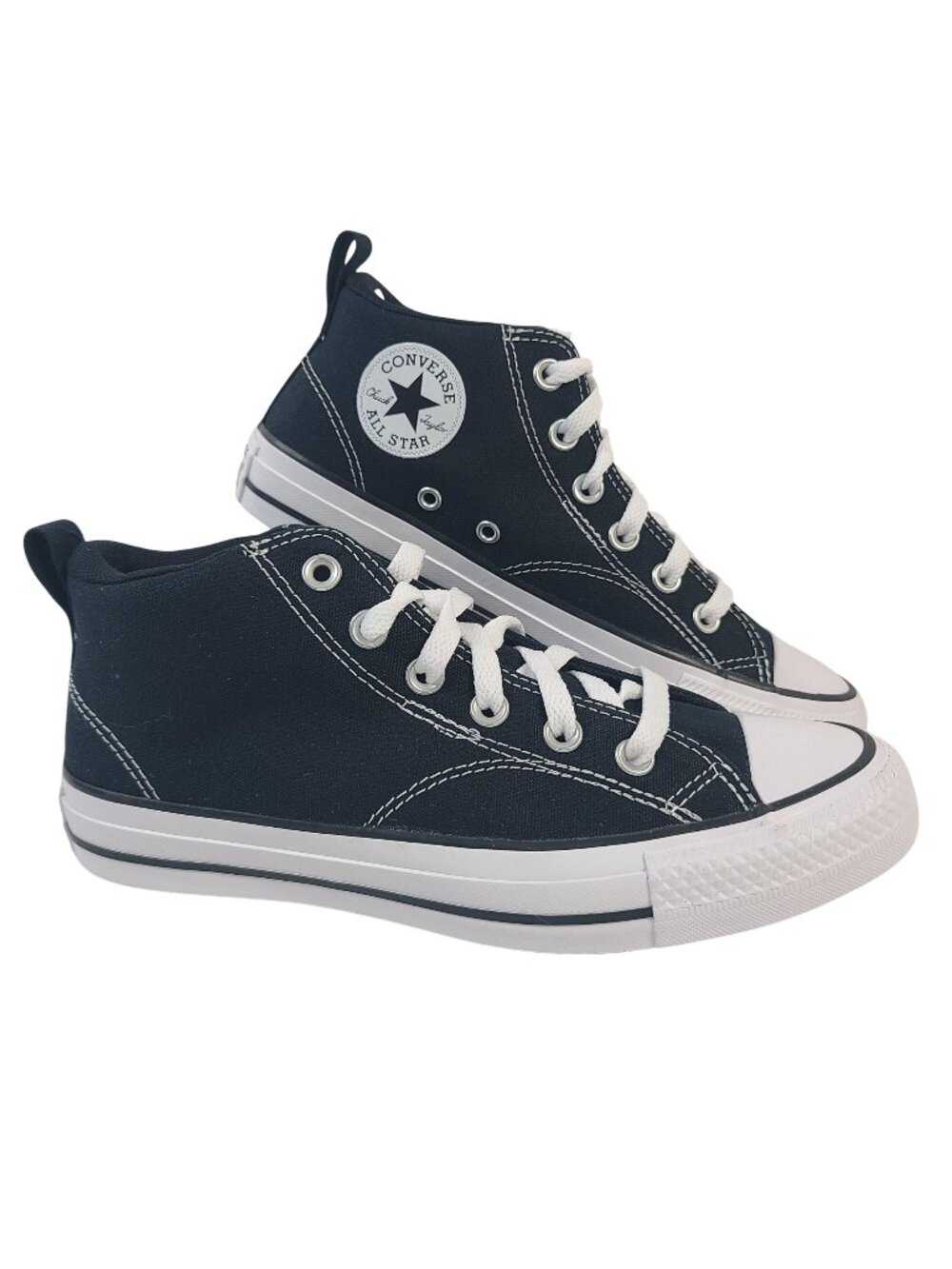 NEW Converse All Star High-Top Black Canvas Sneakers Kids White Laces Unisex Sz